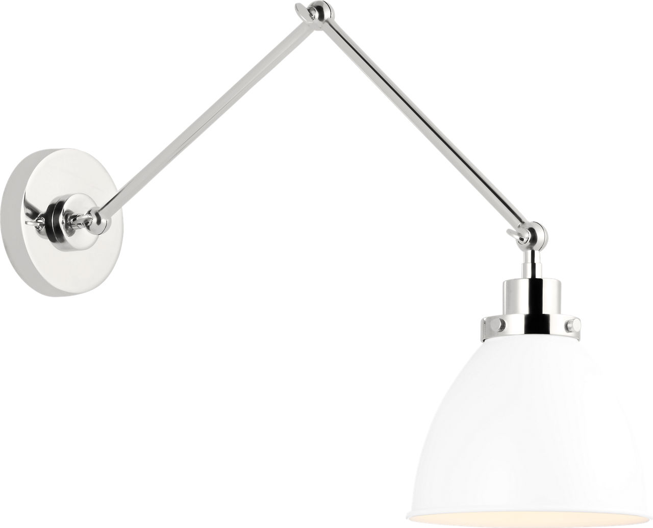 Wellfleet Double Arm Dome Task Sconce Matte White and Polished Nickel