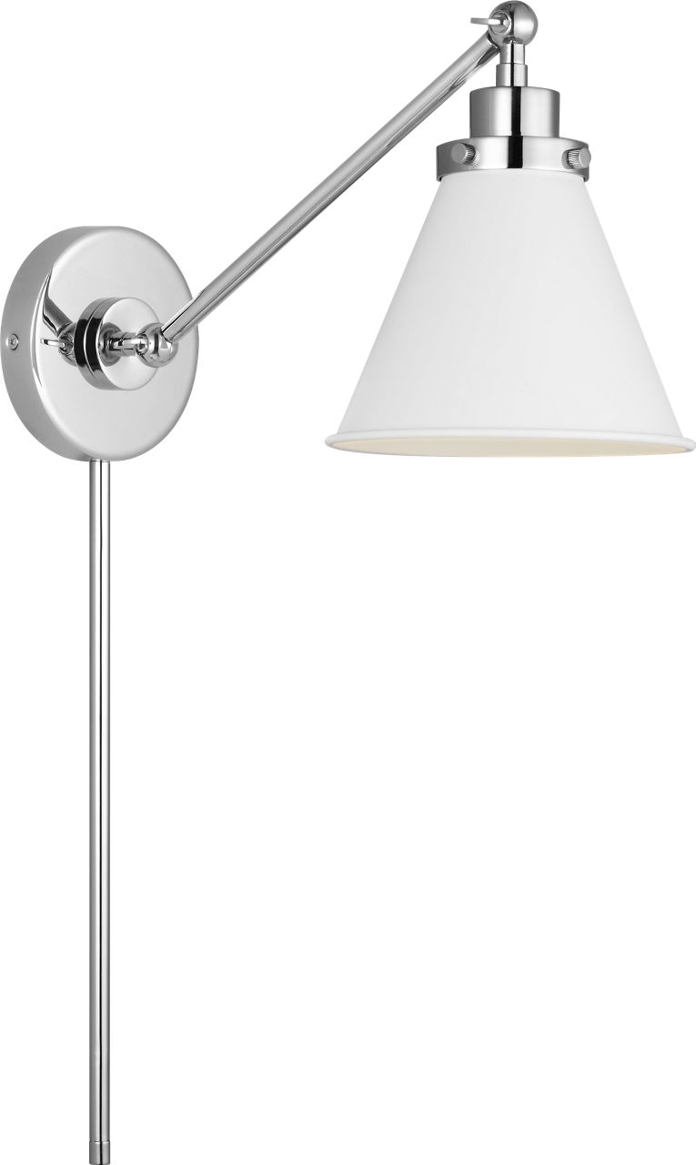 Wellfleet Single Arm Cone Task Sconce Matte White and Polished Nickel