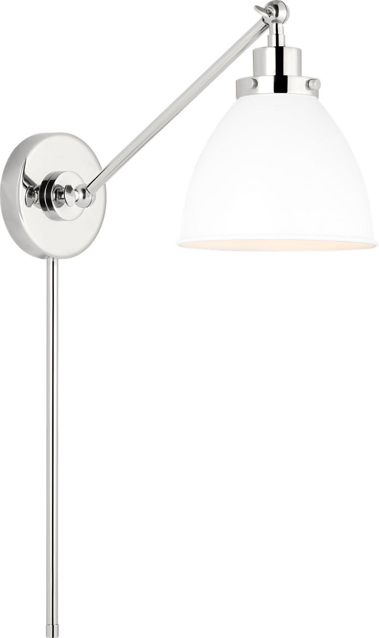 Wellfleet Single Arm Dome Task Sconce Matte White and Polished Nickel