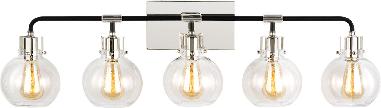 Clara 5 - Light Vanity in Polished Nickel/Textured Black