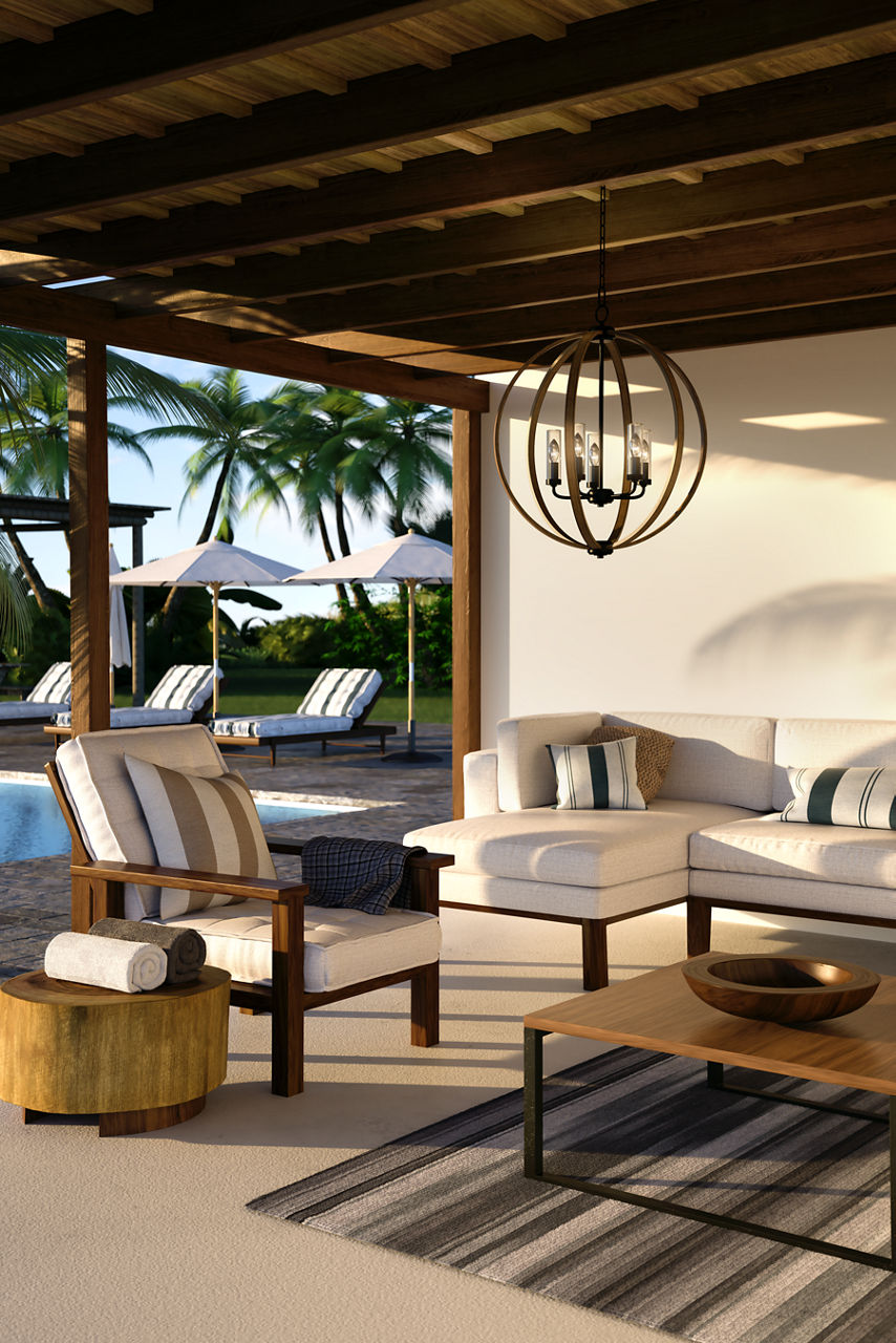 ユーディアライト オーバルルース Allier Outdoor Chandelier - OLF3294 | Visual Comfort