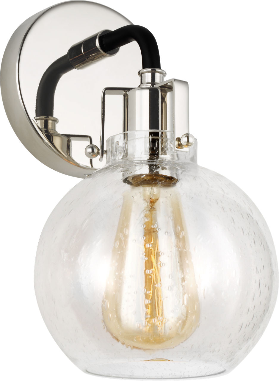 Clara 1 - Light Sconce in Polished Nickel/Textured Black