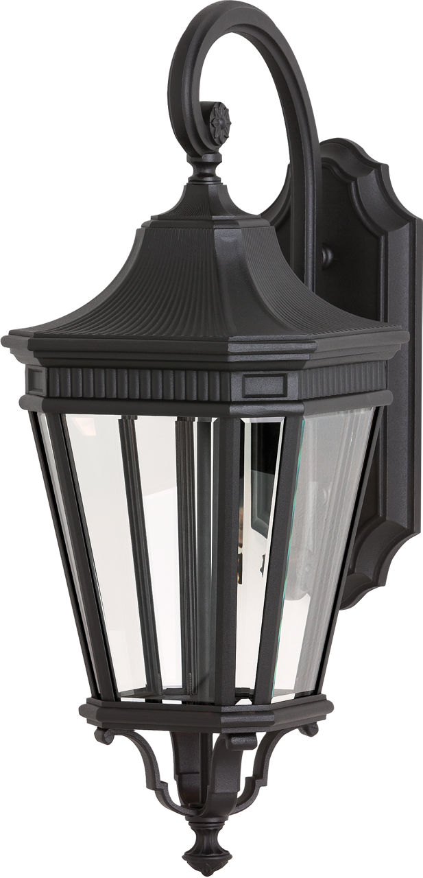 Cotswold Lane Medium Lantern in Grecian in Black with Clear Beveled Glass
