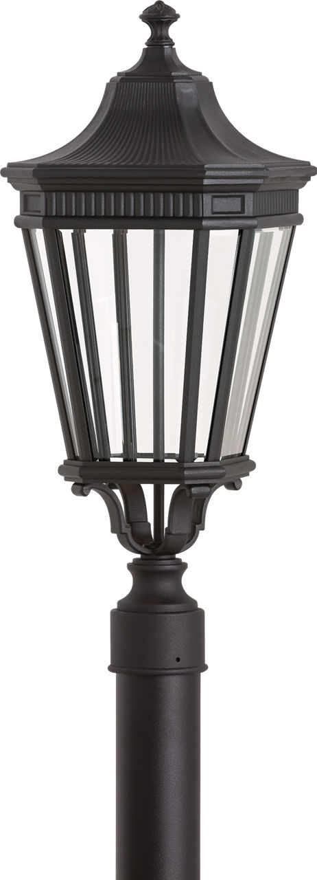 Cotswold Lane Small Post Lantern in Black with Clear Beveled Glass