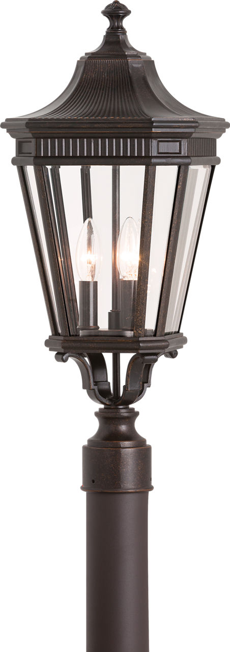 Cotswold Lane Small Post Lantern in Grecian Bronze with Clear Beveled Glass