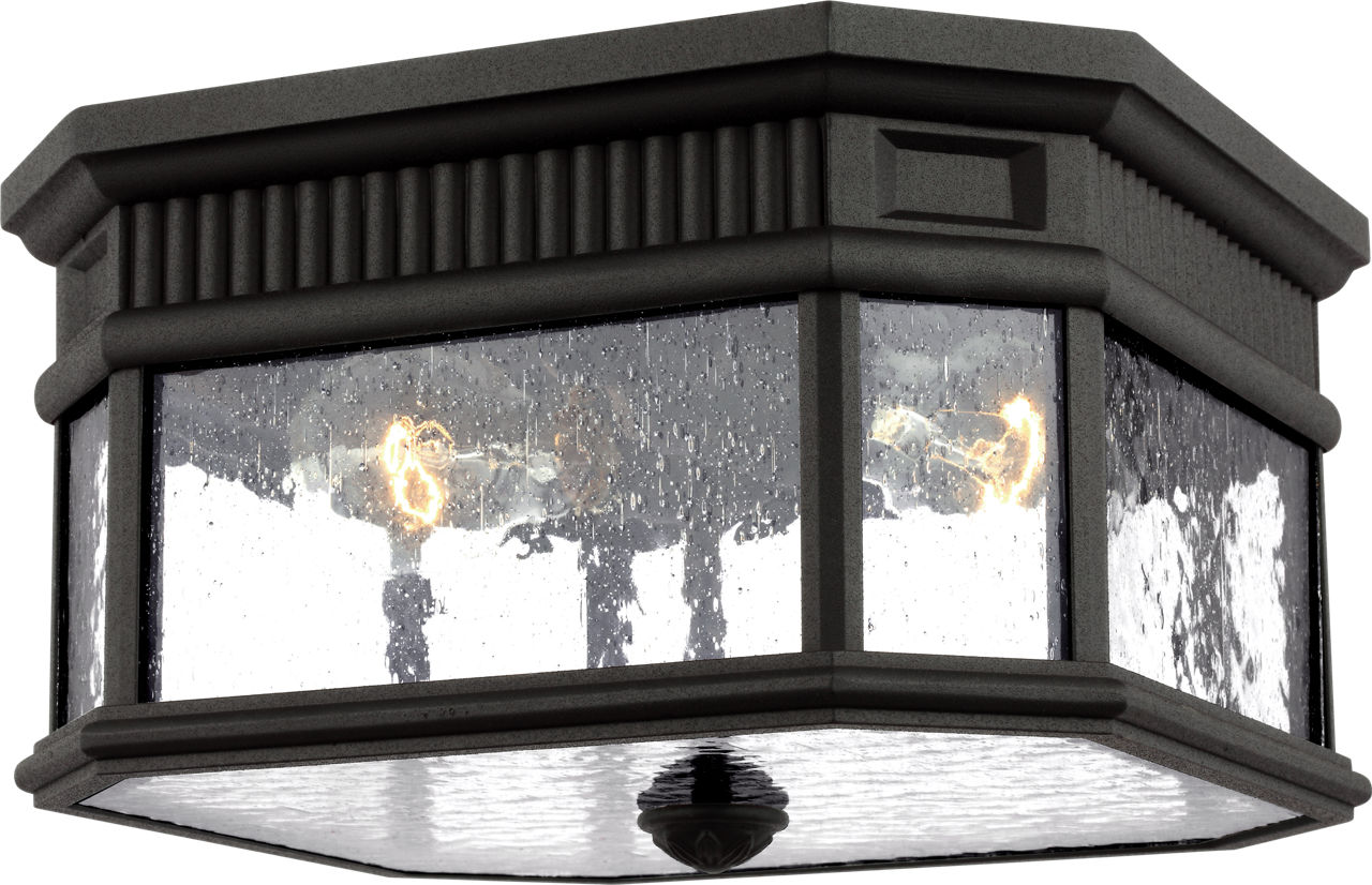 Cotswold Lane Flush Mount in Black with Clear Seeded Glass