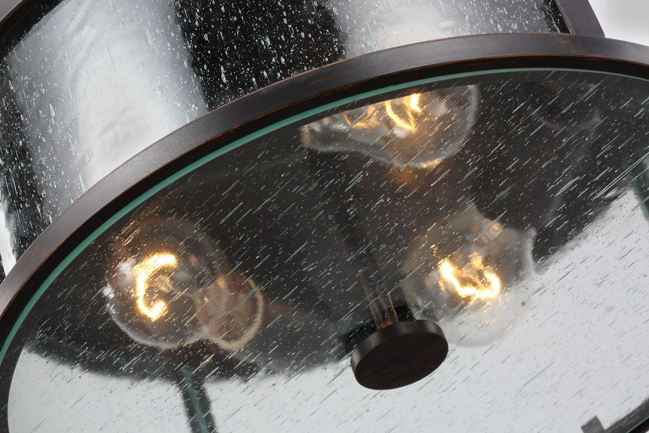 Dakota Flush Mount in Espresso with Clear Seeded Glass