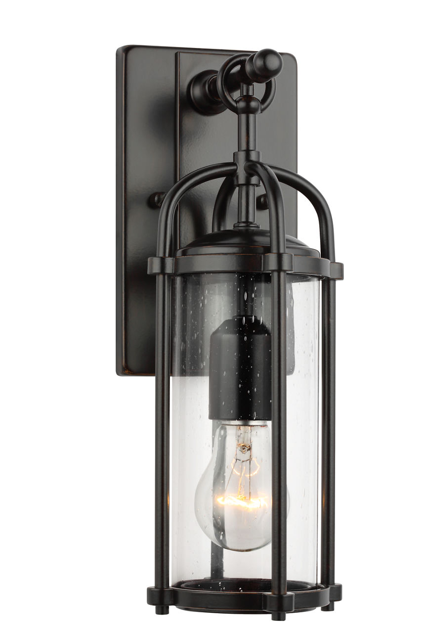 Dakota Small Lantern in Espresso with Clear Seeded Glass