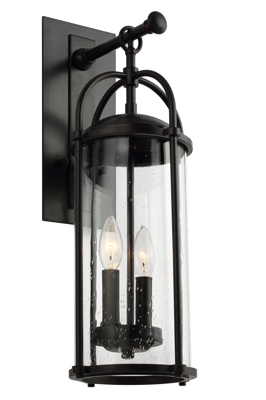 Dakota Medium Lantern in Espresso with Clear Seeded Glass