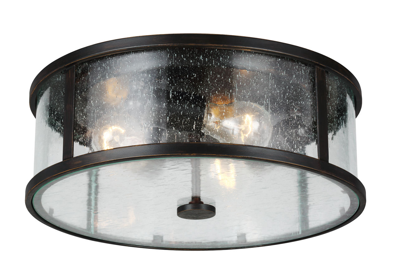 Dakota Flush Mount in Espresso with Clear Seeded Glass