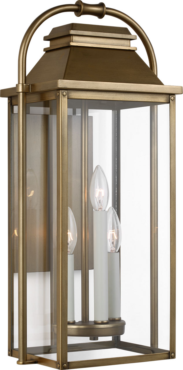 Wellsworth Medium Lantern Painted Distressed Brass