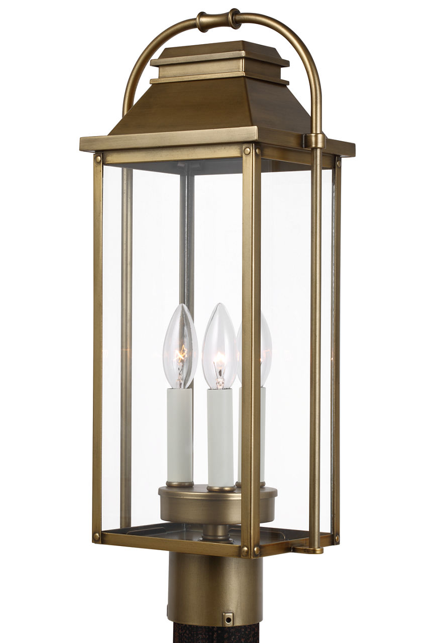 Wellsworth Post Lantern Painted Distressed Brass
