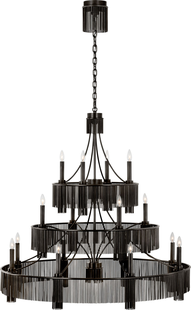 Sutton 50" Three Tier Chandelier in Bronze