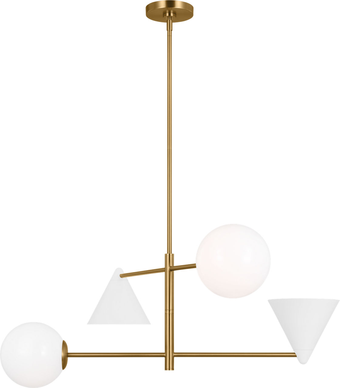 Cosmo Large Chandelier Matte White and Burnished Brass