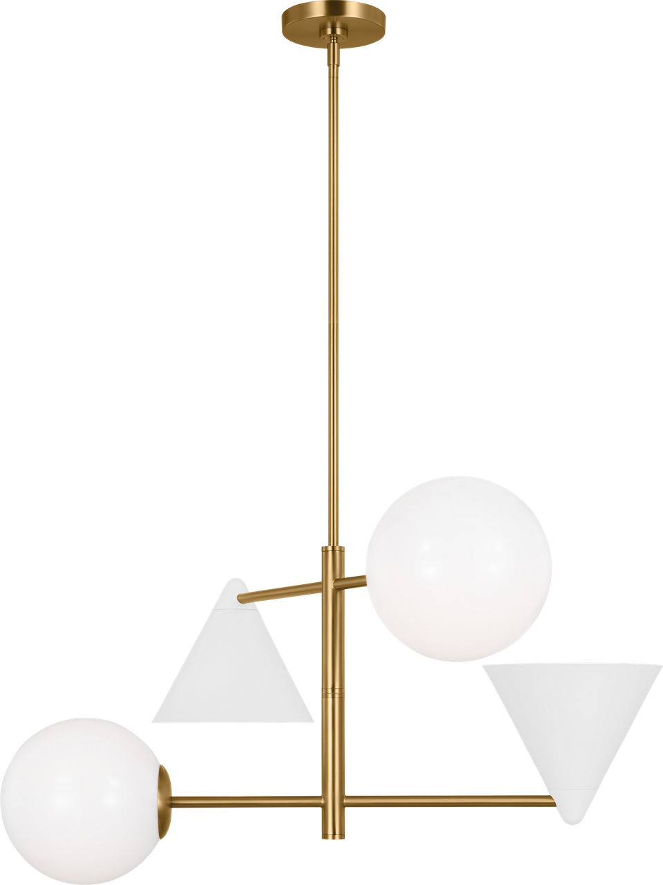 Cosmo Medium Chandelier Matte White and Burnished Brass
