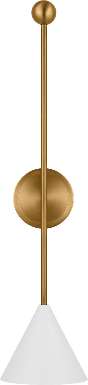 Cosmo Extra Large Sconce with Matte White Shade Matte White and Burnished Brass