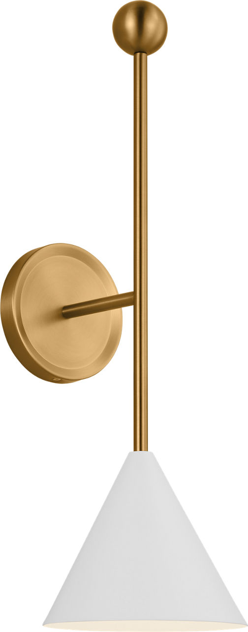 Cosmo Large Sconce with Matte White Shade Matte White and Burnished Brass