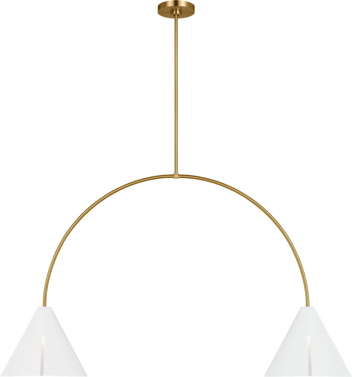 Cambre Large Linear Chandelier Matte White and Burnished Brass Bulbs Inc