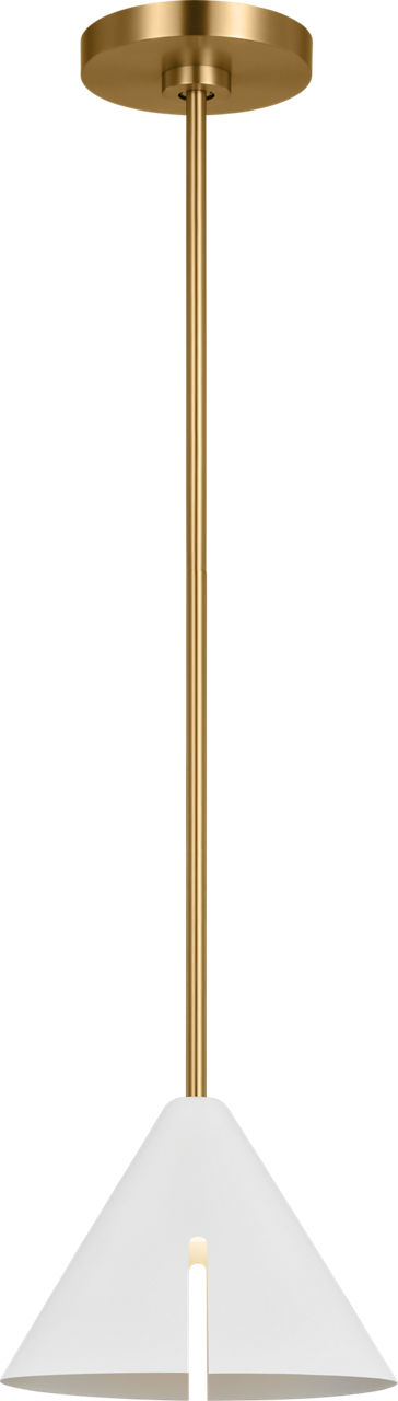 Cambre Small Pendant Matte White and Burnished Brass Bulbs Included