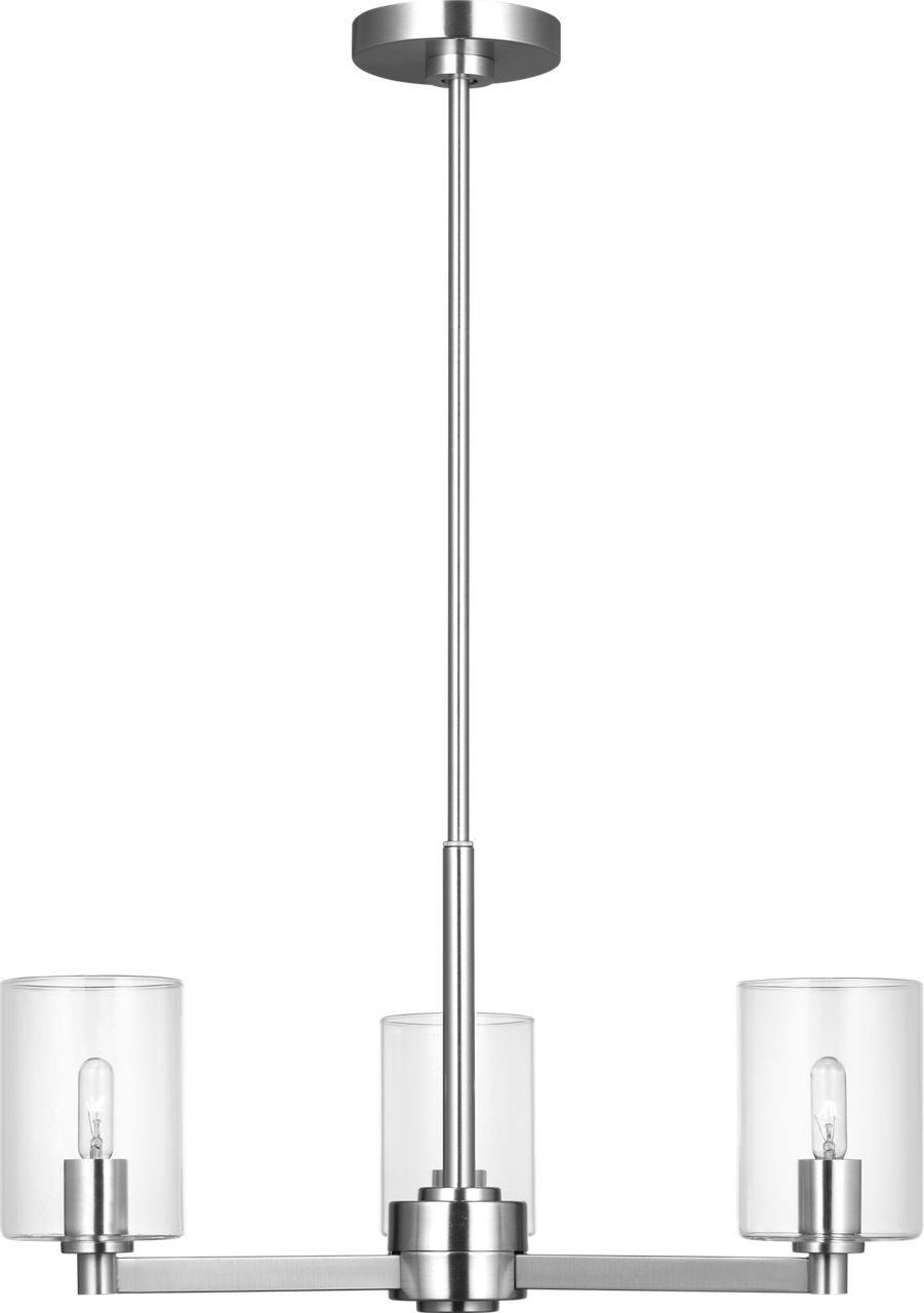 Fullton 3-Light Chandelier in Chrome with Clear Glass Bulb(s) Not Included