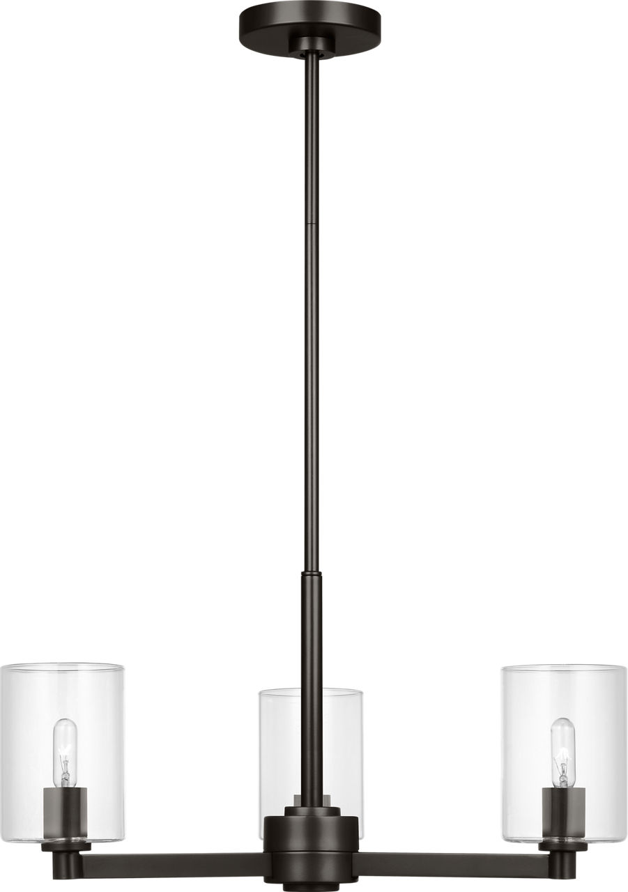 Fullton 3-Light Chandelier in Midnight Black with Clear Glass Bulb(s) Not Included