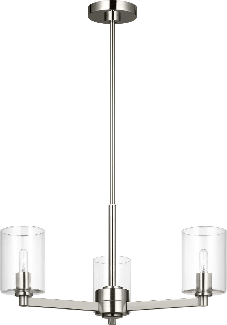Fullton 3-Light Chandelier in Brushed Nickel with Clear Glass Bulb(s) Not Included