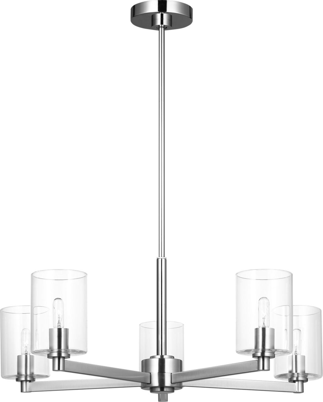 Fullton 5-Light Chandelier in Chrome with Clear Glass Bulb(s) Not Included