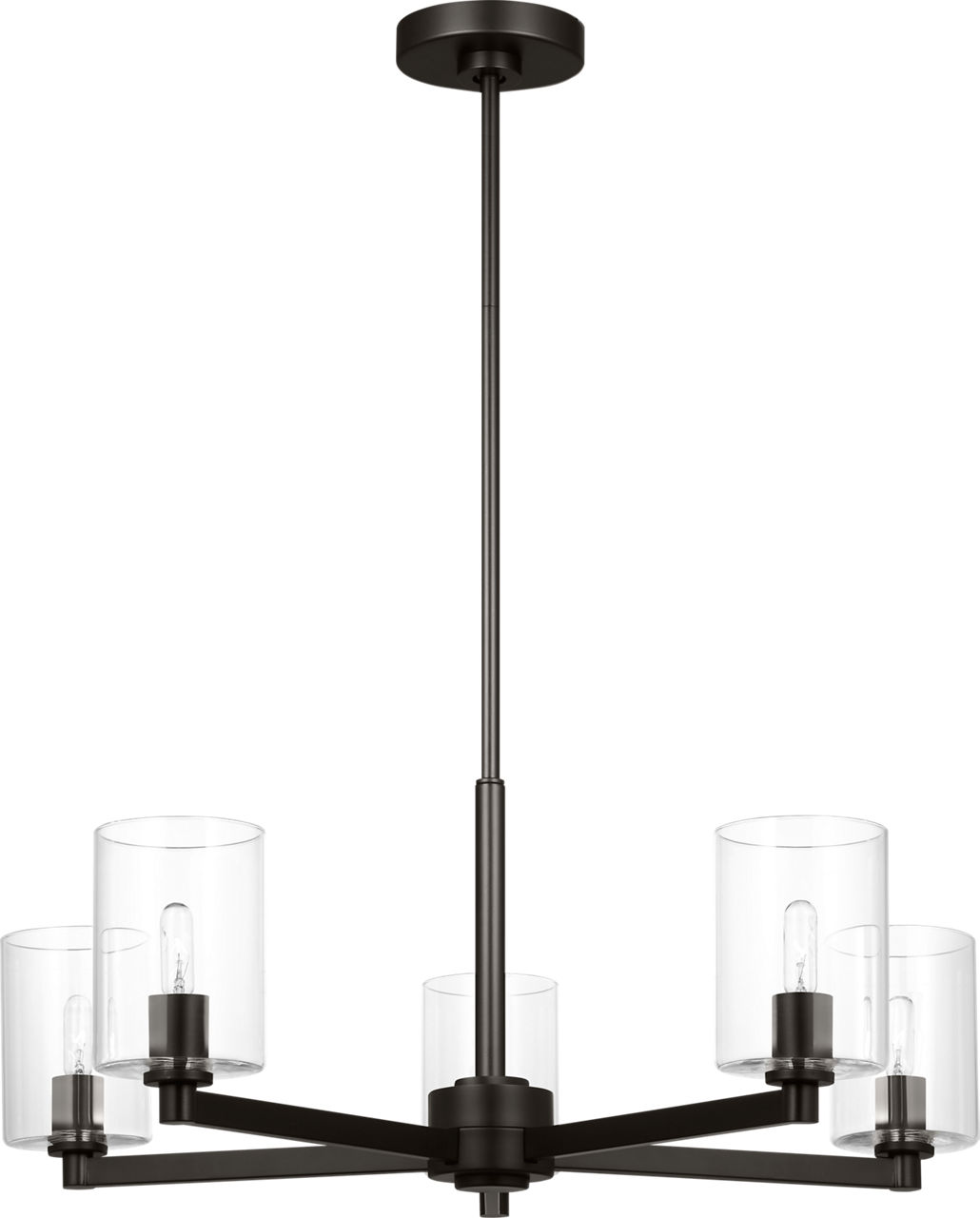 Fullton 5-Light Chandelier in Midnight Black with Clear Glass Bulb(s) Not Included
