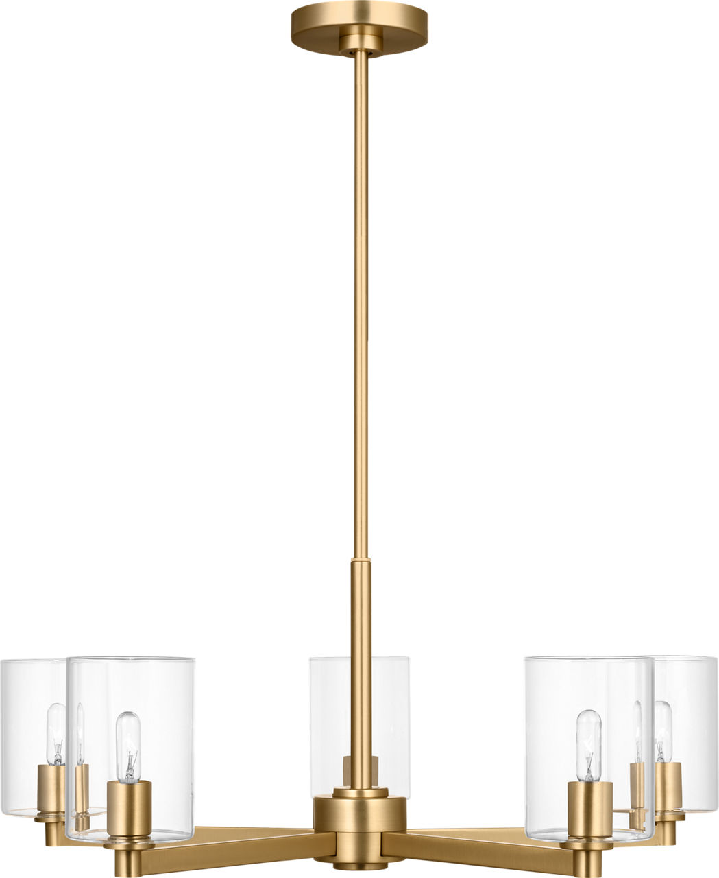 Fullton 5-Light Chandelier in Satin Brass with Clear Glass Bulb(s) Not Included
