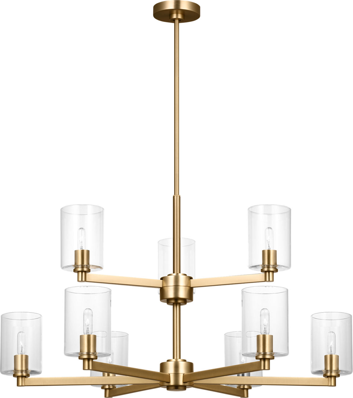 Fullton 9-Light Chandelier in Satin Brass with Clear Glass Bulb(s) Not Included
