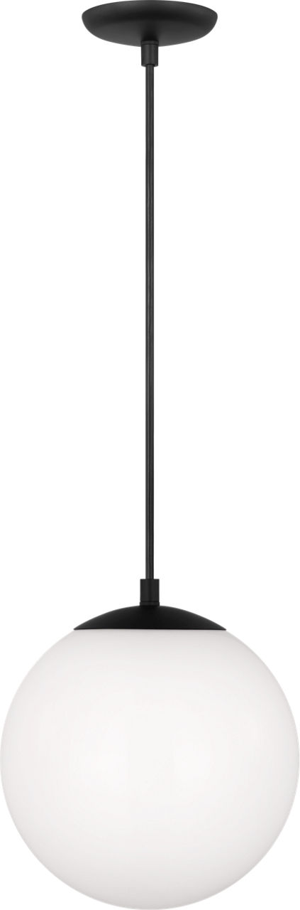 Leo Hanging Globe Medium Pendant in Midnight Black with Smooth White Glass Bulb(s) Not Included