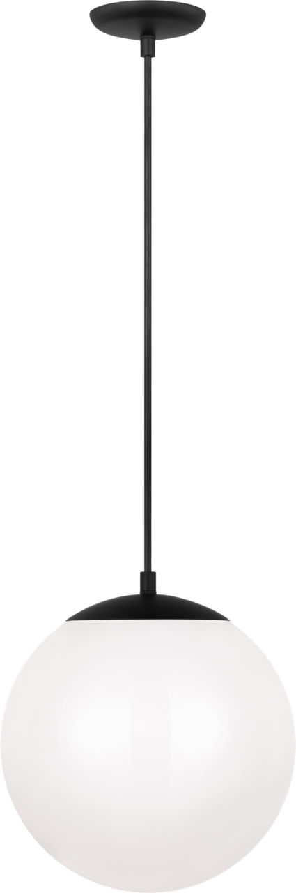 Leo Hanging Globe Large Pendant in Midnight Black with Smooth White Glass Bulb(s) Not Included