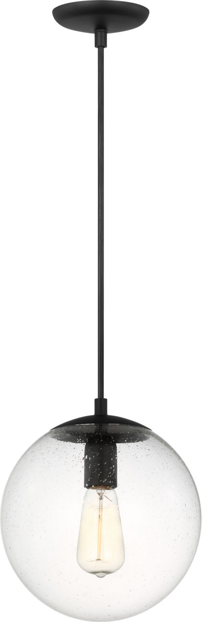 Leo Hanging Globe Medium Pendant in Midnight Black with Clear Seeded Glass Bulb(s) Not Included