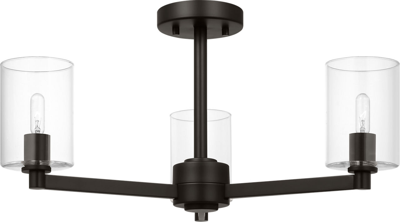 Fullton Semi Flush Mount in Midnight Black with Clear Glass Bulb(s) Not Included