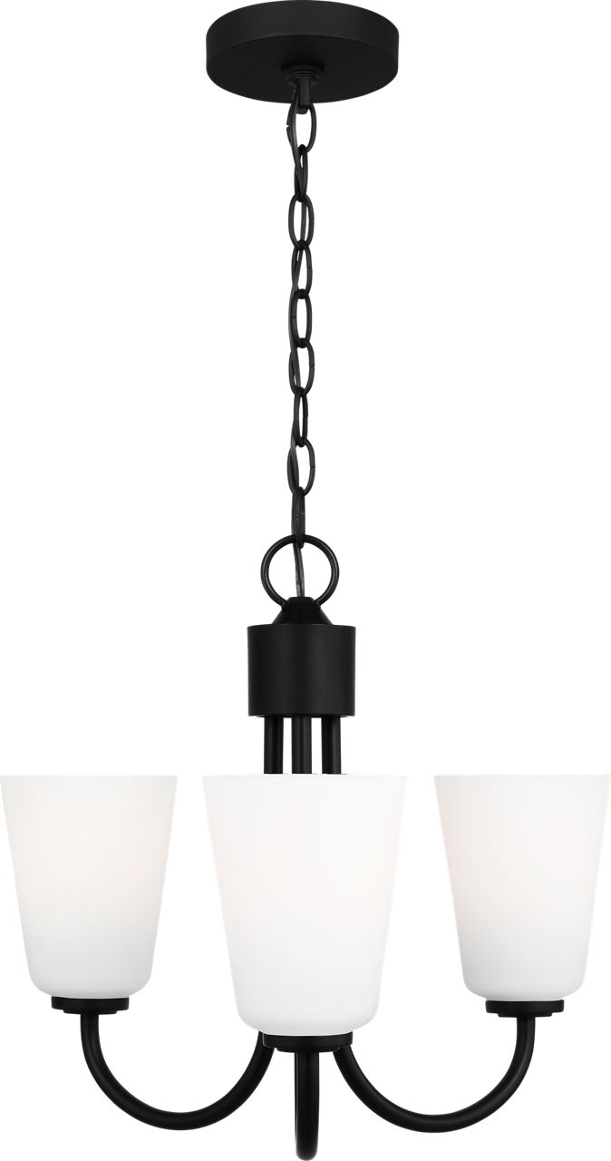 Miles Small Chandelier in Midnight Black with Etched Glass / White Inside Bulb(s) Not Included