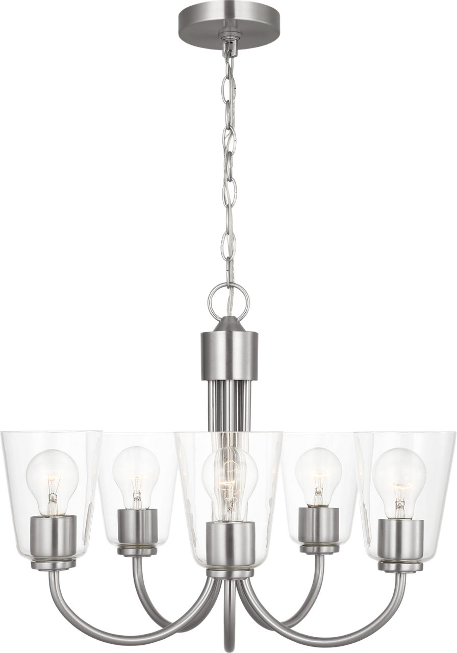 Miles Medium Chandelier in Brushed Nickel with Clear Glass Bulb(s) Not Included