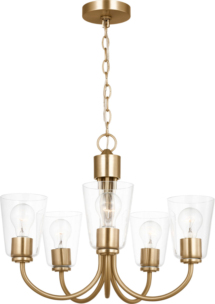 Miles Medium Chandelier in Satin Brass with Clear Glass Bulb(s) Not Included