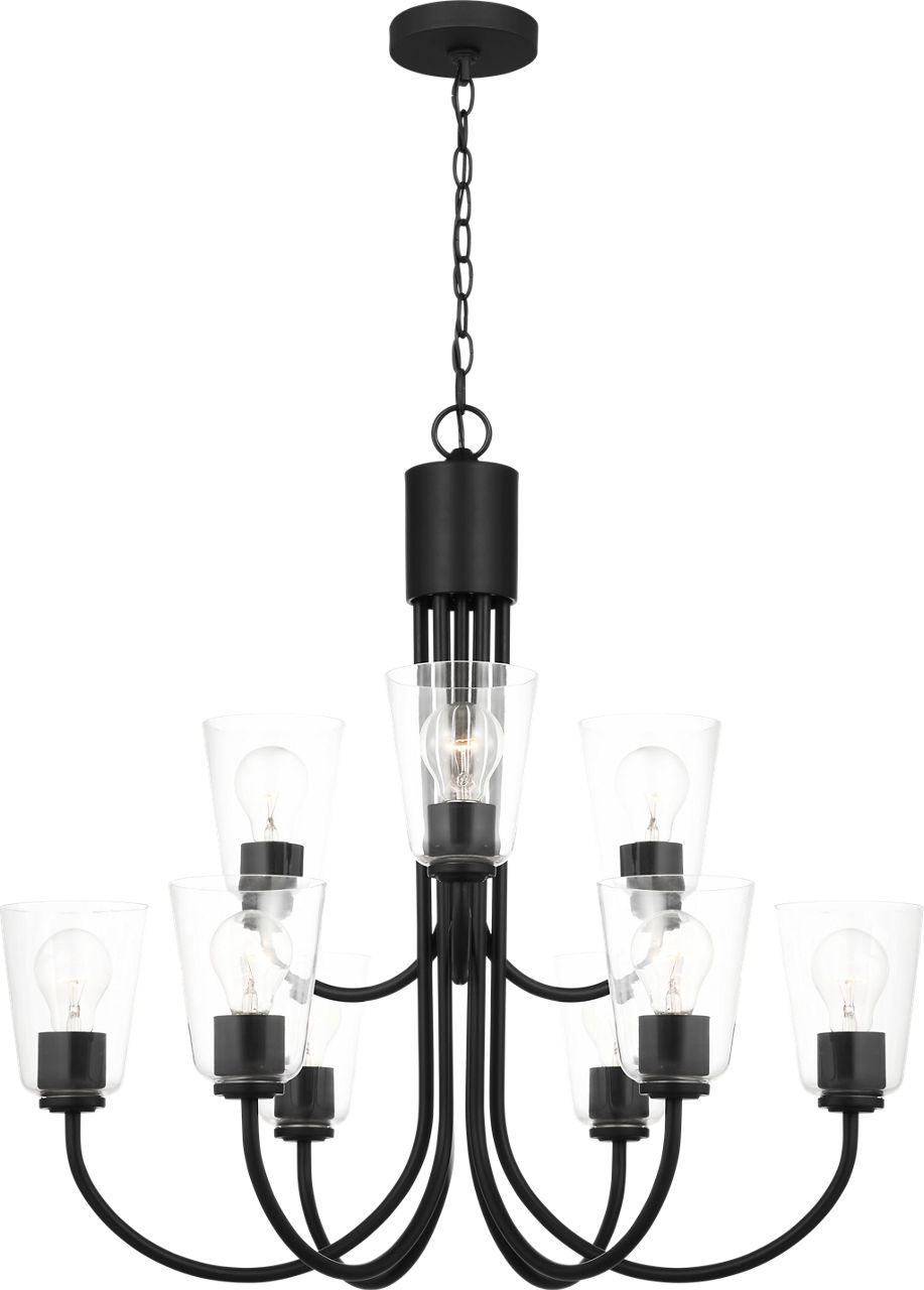 Miles Large Chandelier in Midnight Black with Clear Glass Bulb(s) Not Included