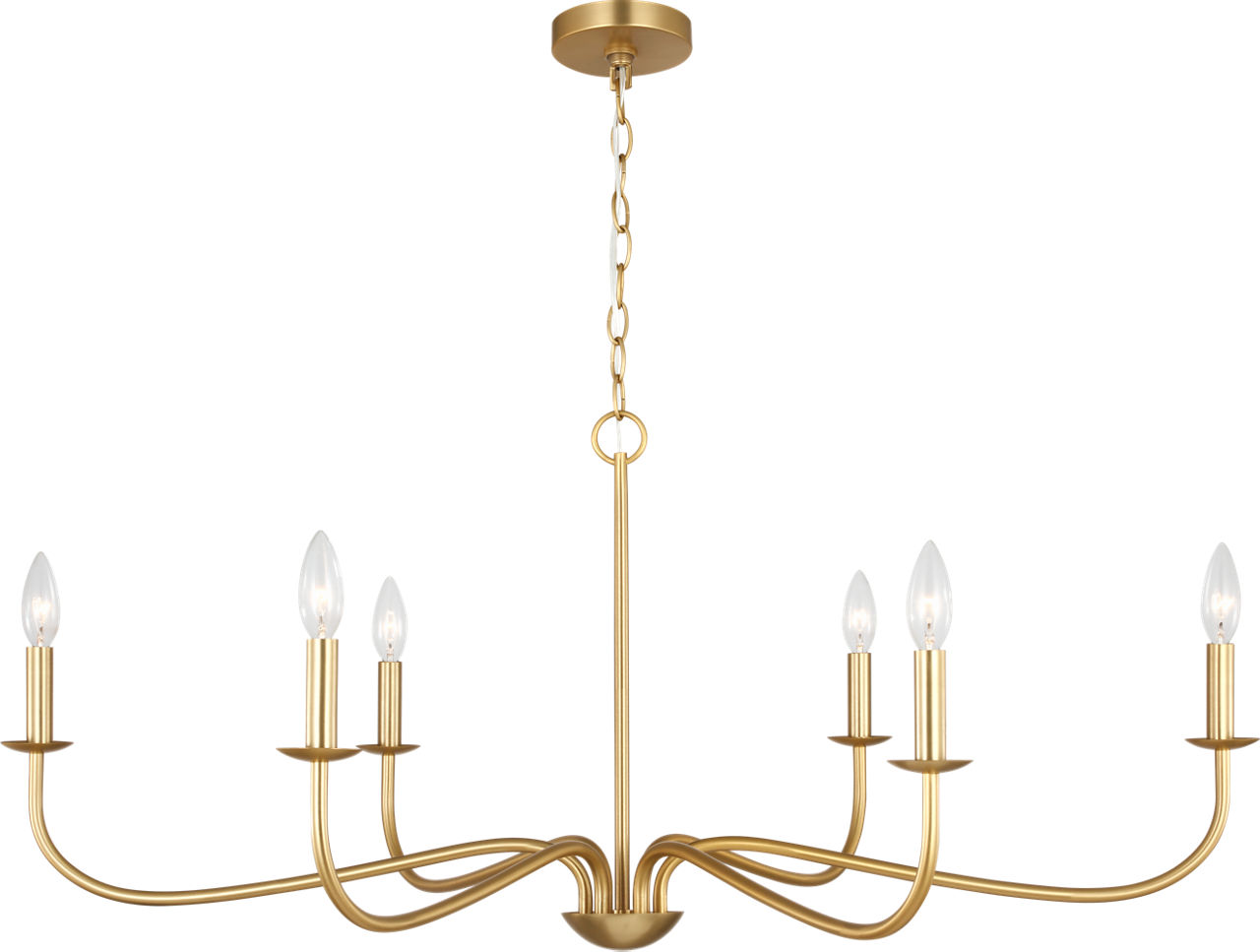 Abells Six Light Chandelier Satin Brass