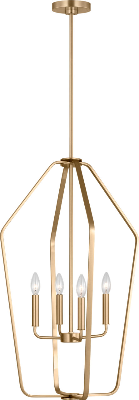 Kennan Four Light Large Lantern in Satin Brass Bulb(s) Not Included