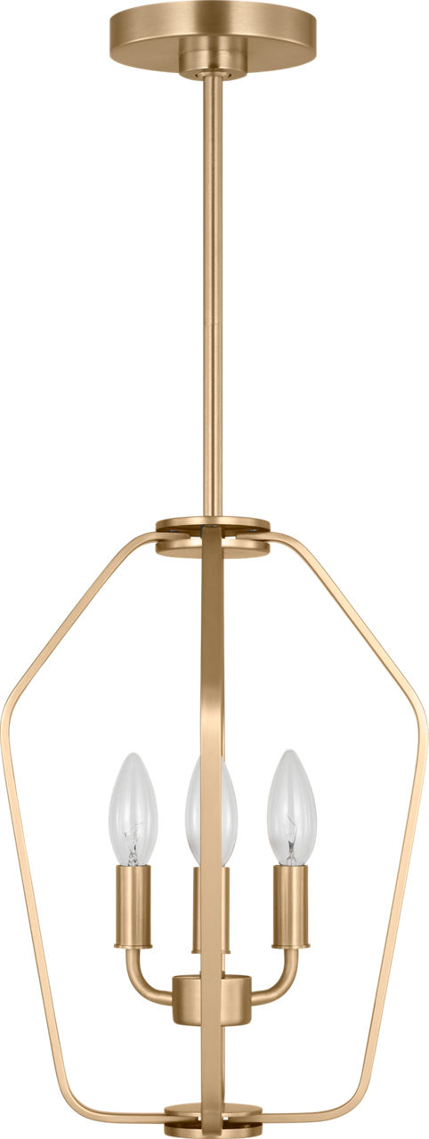 Kennan Three Light Chandelier Satin Brass