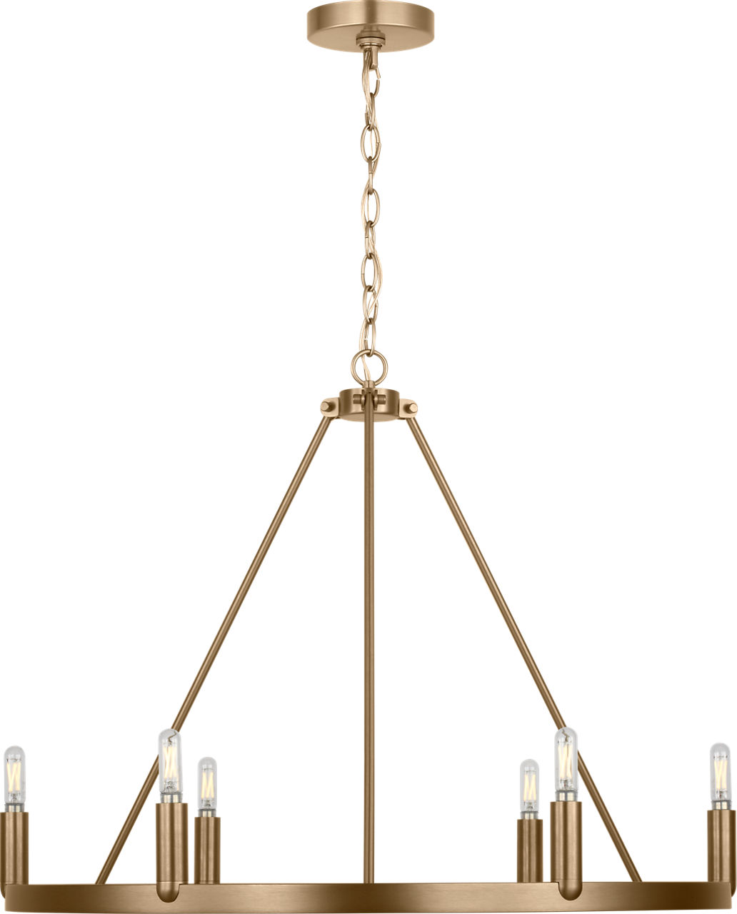 Mirla Six Light Chandelier in Satin Brass Bulb(s) Not Included