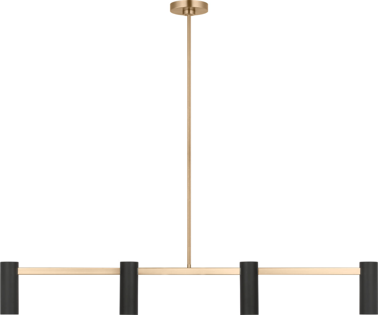 Zentro Four Light Linear Chandelier in Satin Brass Bulb(s) Not Included