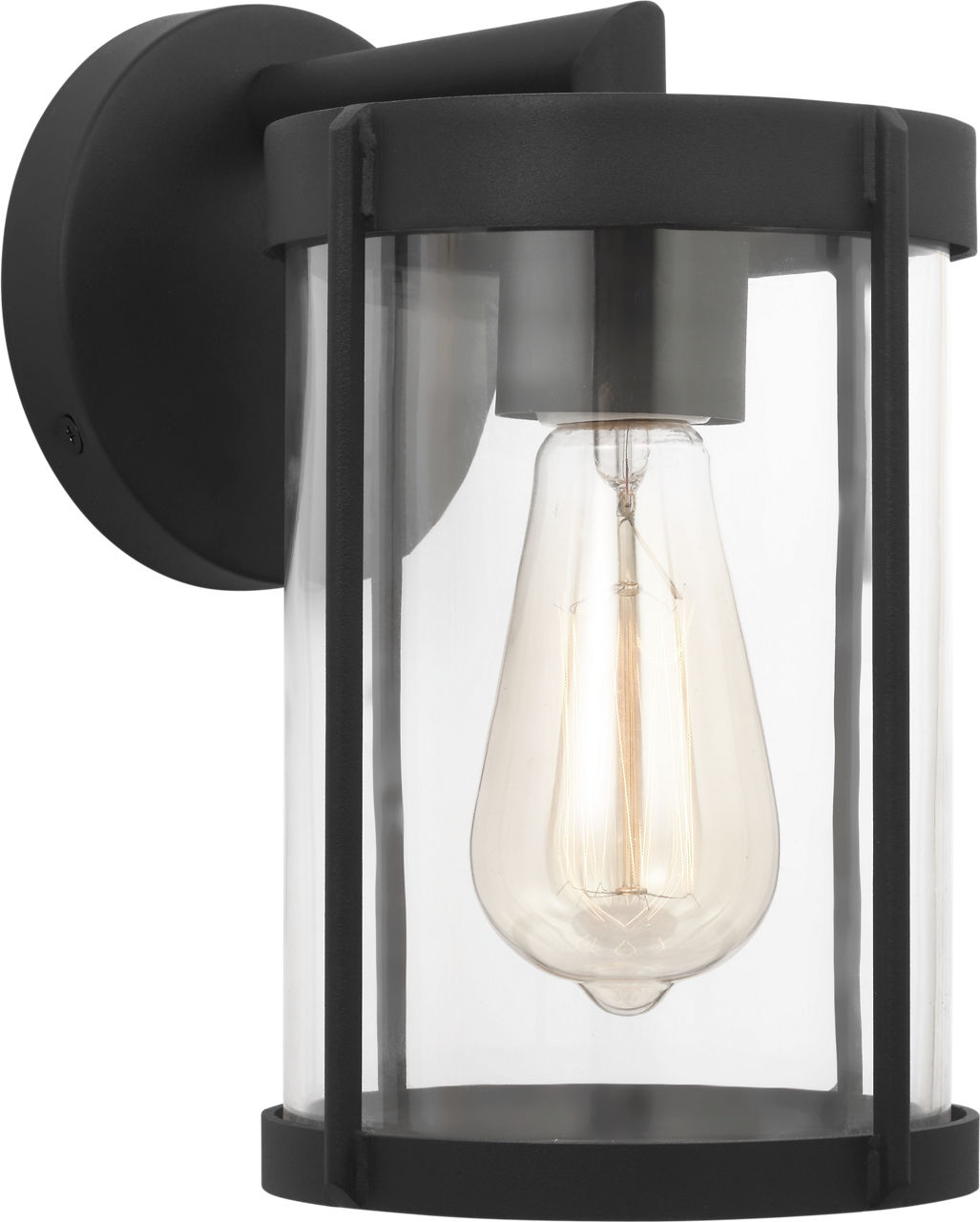 Luning Small Lantern Textured Black Clear Glass