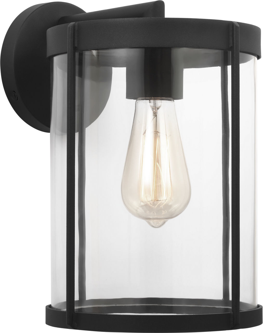 Luning Medium Lantern in Textured Black with Clear Glass Bulb(s) Not Included