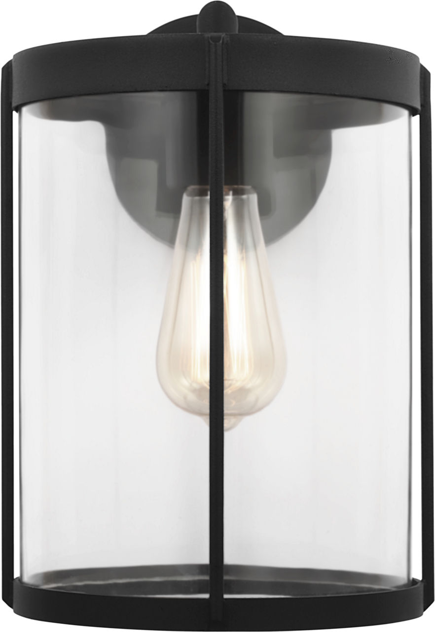 Luning Medium Lantern Textured Black Clear Glass