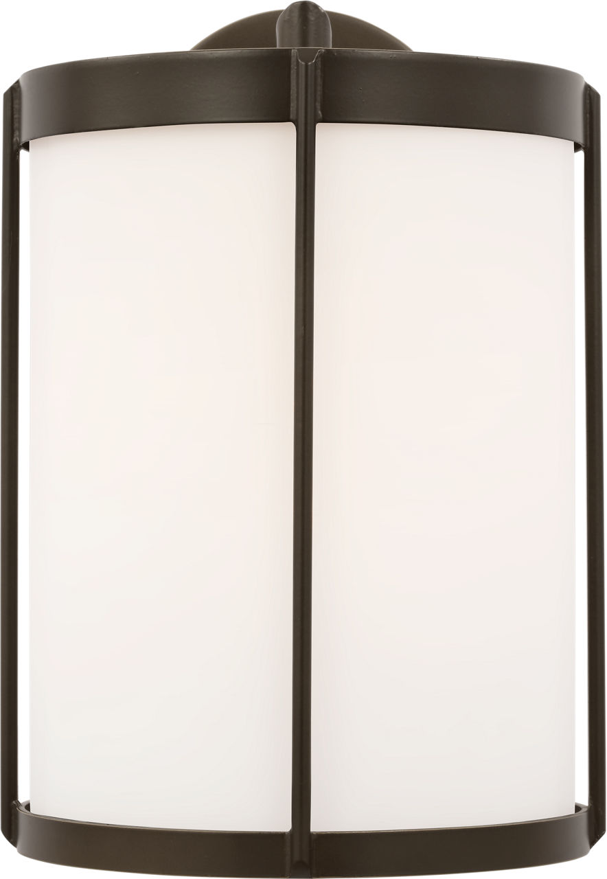 Luning Medium Lantern Antique Bronze Opal Etched Glass