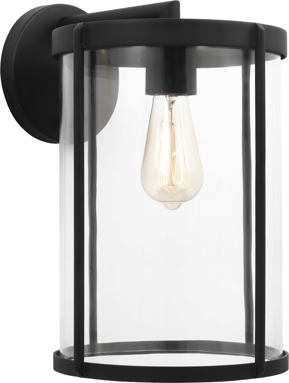 Luning Large Lantern Textured Black Clear Glass