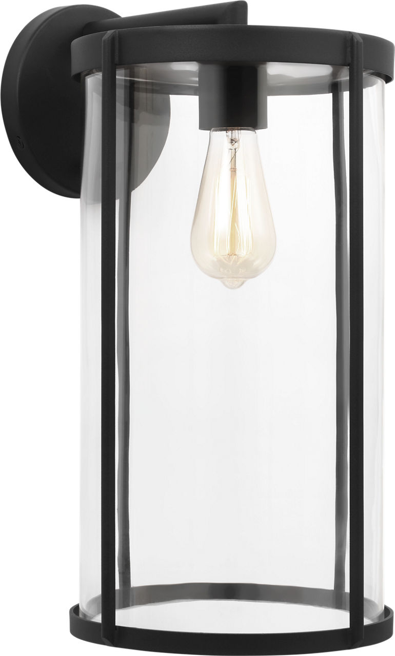 Luning Extra Large Lantern in Textured Black with Clear Glass Bulb(s) Not Included