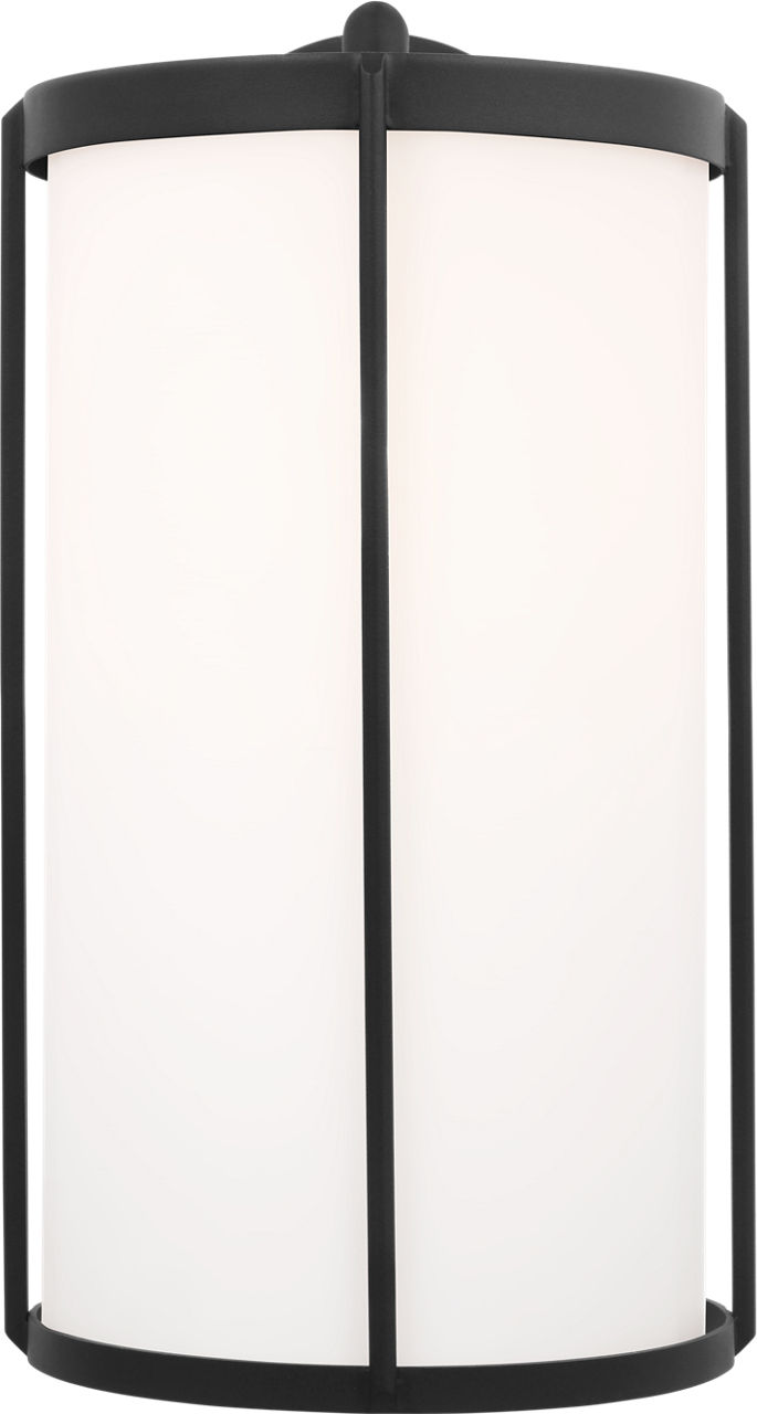 Luning Extra Large Lantern Textured Black Opal Etched Glass